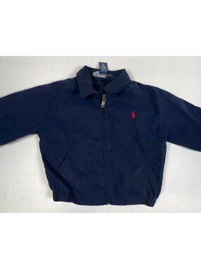 Polo Ralph Lauren 2T Toddler Navy Blue Harrington Jacket Red Pony Windbreaker